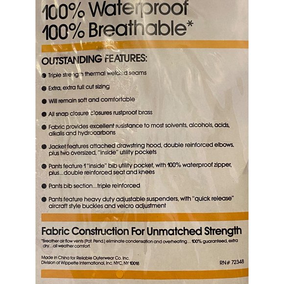 Reliable Outerwear Iron Man Industrial Rainwear Bib Pants Neon Orange Large New - Picture 5 of 9